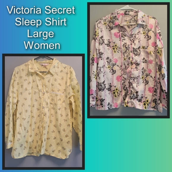Victoria’s Secret Women’s Sleep Shirt Bundle Size Large Bee & Floral Print Print - Picture 1 of 11